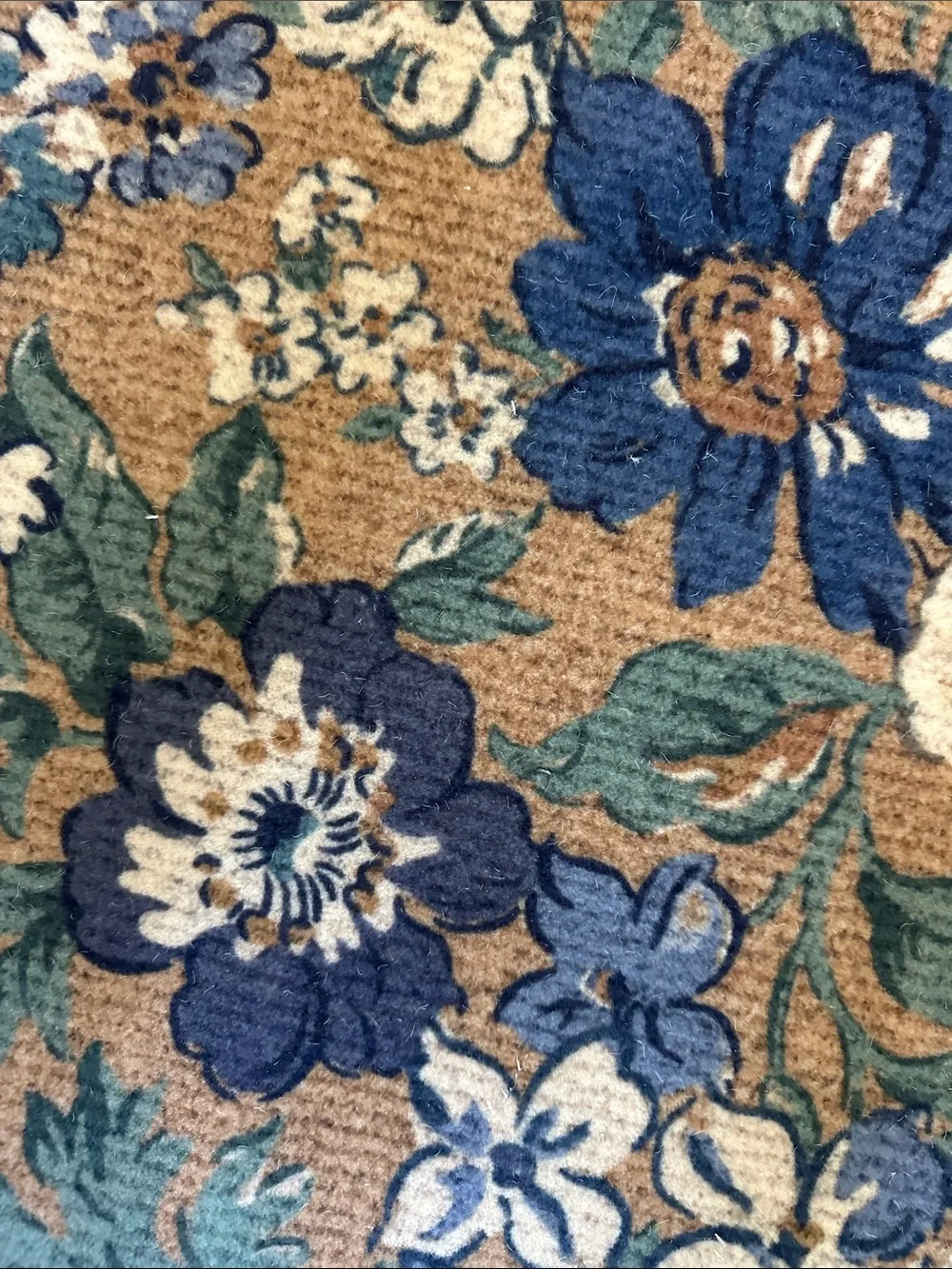 Floral Blue & Tan Honeydew Blue & Coir Doormat - ruggable
